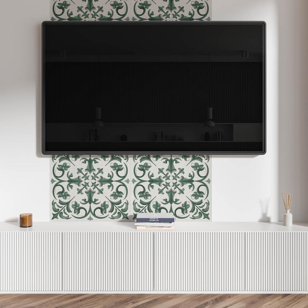 Printed Vinyl Wall Panel for Dining Room 100x50 cm Plant Pattern with Floral Motif