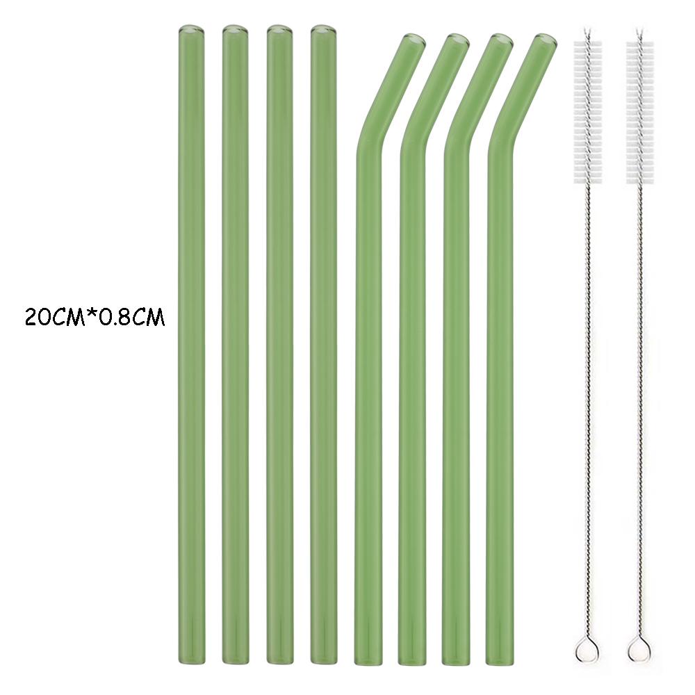 8Pcs High Borosilicate Glass Straw Set Multi-Color Reusable Glass Eco Friendly Drinking Straw for Cocktail Smoothie Bubble Tea