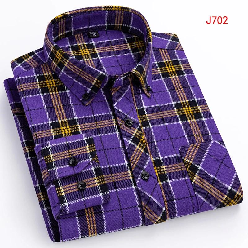 New Autumn Winter Fashion Men Casual Flannel Plaid Long Sleeve Shirts S-8XL Regular Fit Pocket Businessman Dress Shirts Daily