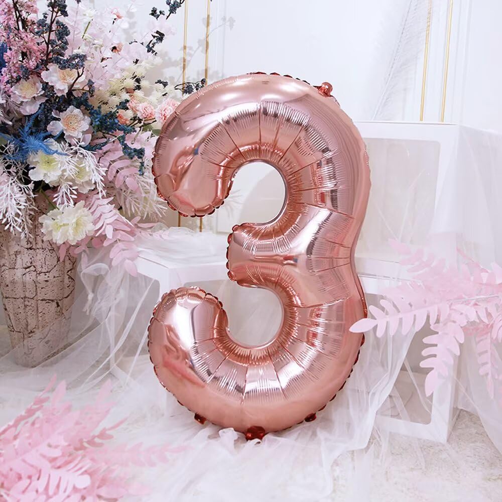 Vthoviwa Aluminium 100 Helium Roséguld 100 Sifferballonger Jubileumsfest Roséguld Shijimi Heliumballonger 40-tums Ballonger, (0123456789), 10-19,