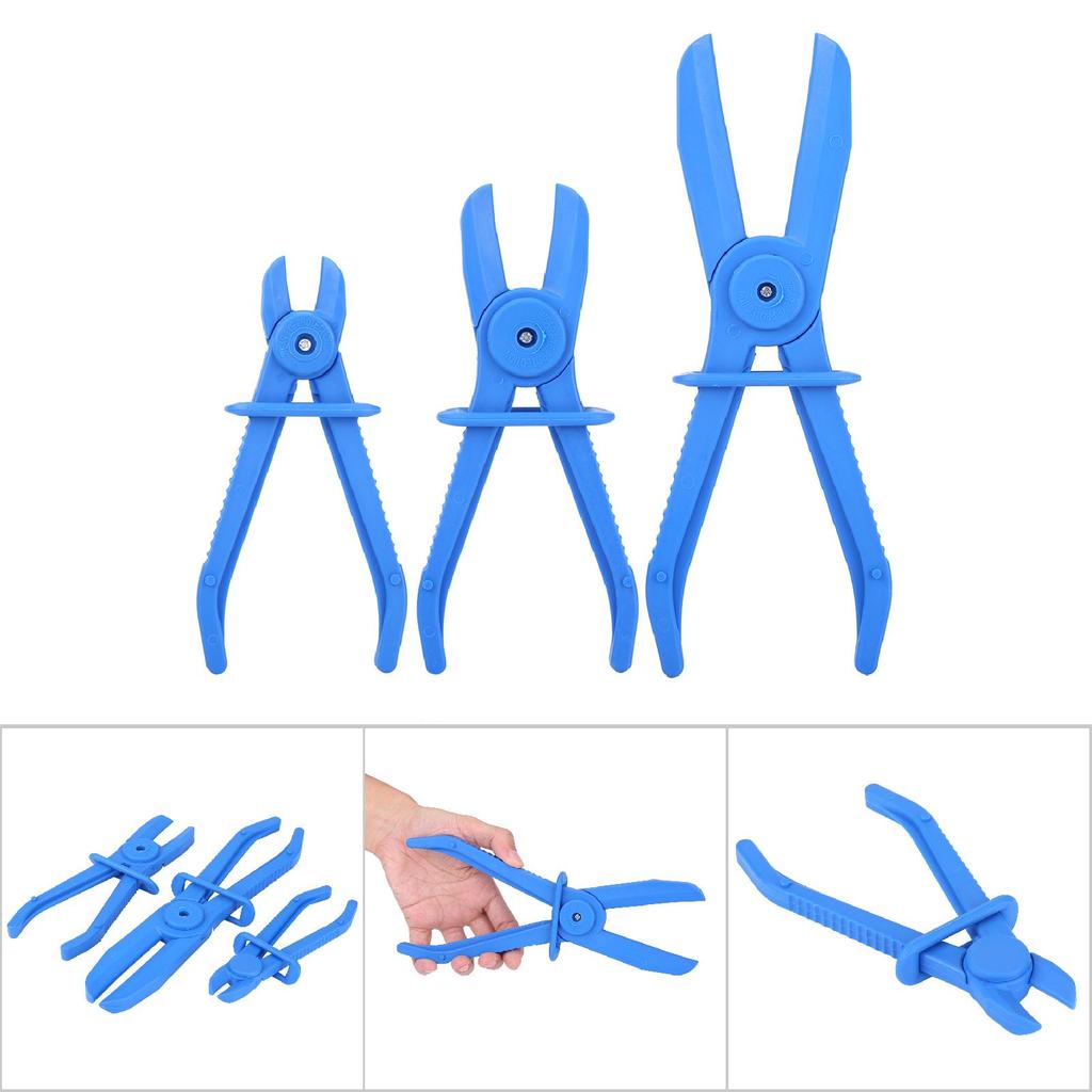 3Pcs Plastic Flexible Hose Clamp Tool Set Brake Fuel Water Line Clamps Plier Kit Blue