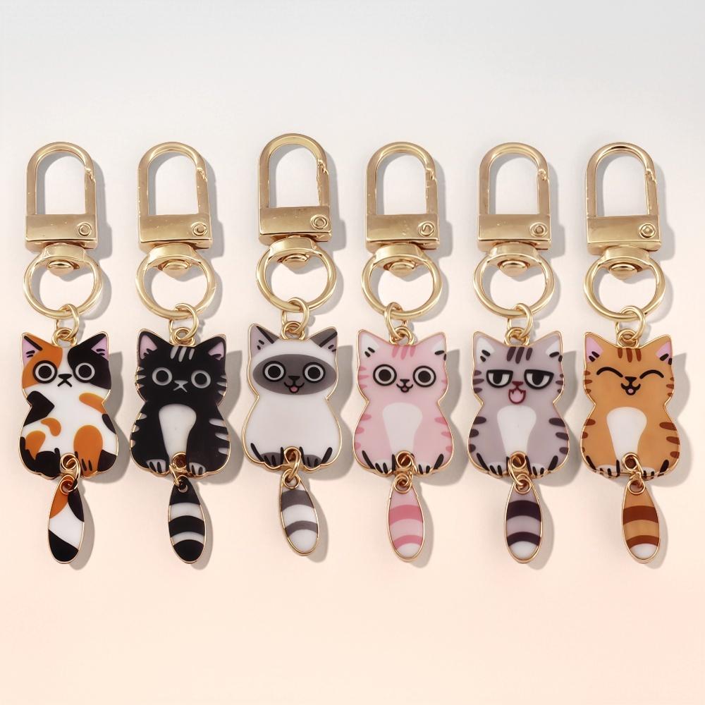Originalität Metall Katze Farbdruck Schlüsselanhänger Persönlichkeit Rucksack Kleiner Anhänger Schlüsselring Anhänger Tier Niedlich Schlüsselanhänger Ring Geschenk