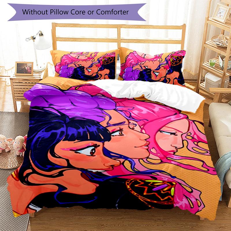 KPOP Hunter Juego de Cama de 3 Piezas Funda Nórdica Cierre Incluye 1 Funda Nórdica y 2 Fundas de Almohada para Todas las Estaciones Dormitorio Hogar Decoración de Dormitorio Universitario