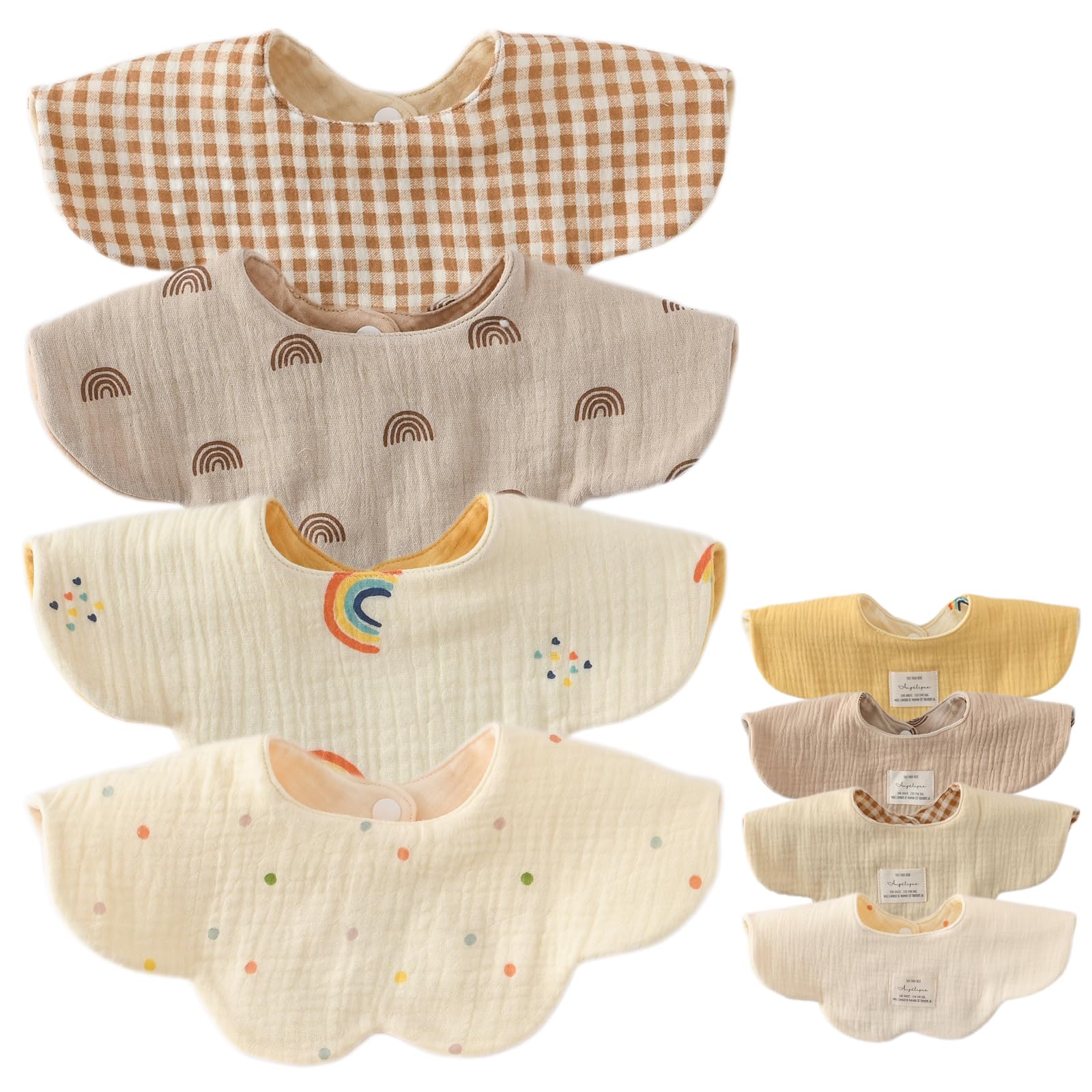 

Set of 4 Baby for Girls and Stylish Newborn Solid Mealtime Baby Baby Shower Gift [GoUseGo] Bibs, Double-Sided, 6-Layer Gauze, Boys, Bibs, 360-Degree
