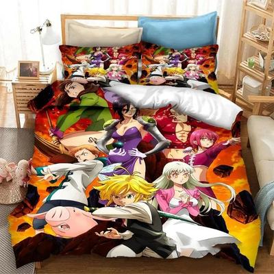 Impression 3D Anime The Seven Deadly Sins Ensemble de Literie Garçons Filles Taille Twin Queen Housse de Couette Taie d'Oreiller Lit Enfants Adulte Textiles de Maison