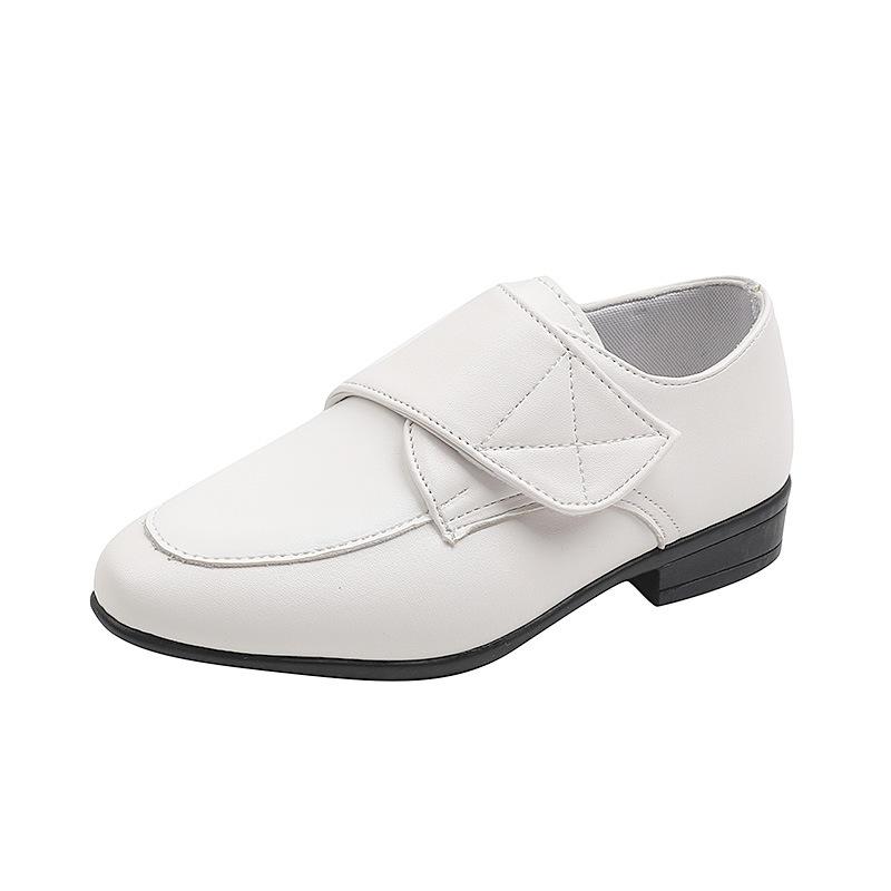 Spring New British Teens Leather Shoes Hook & Loop Low Heels Performance Wedding Party Shoes Solid Color Simple Britain Style