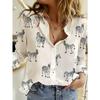 Elegante Direction Moda Donna Nuova Camicia a Maniche Lunghe con Bottone Singolo e Stampa Zebrata