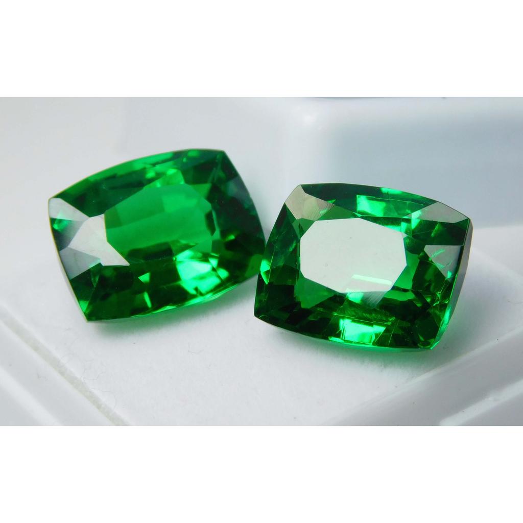 21 Ct Natural Tourmaline Green Cushion Shape Certifeid Loose Gemstones Pair