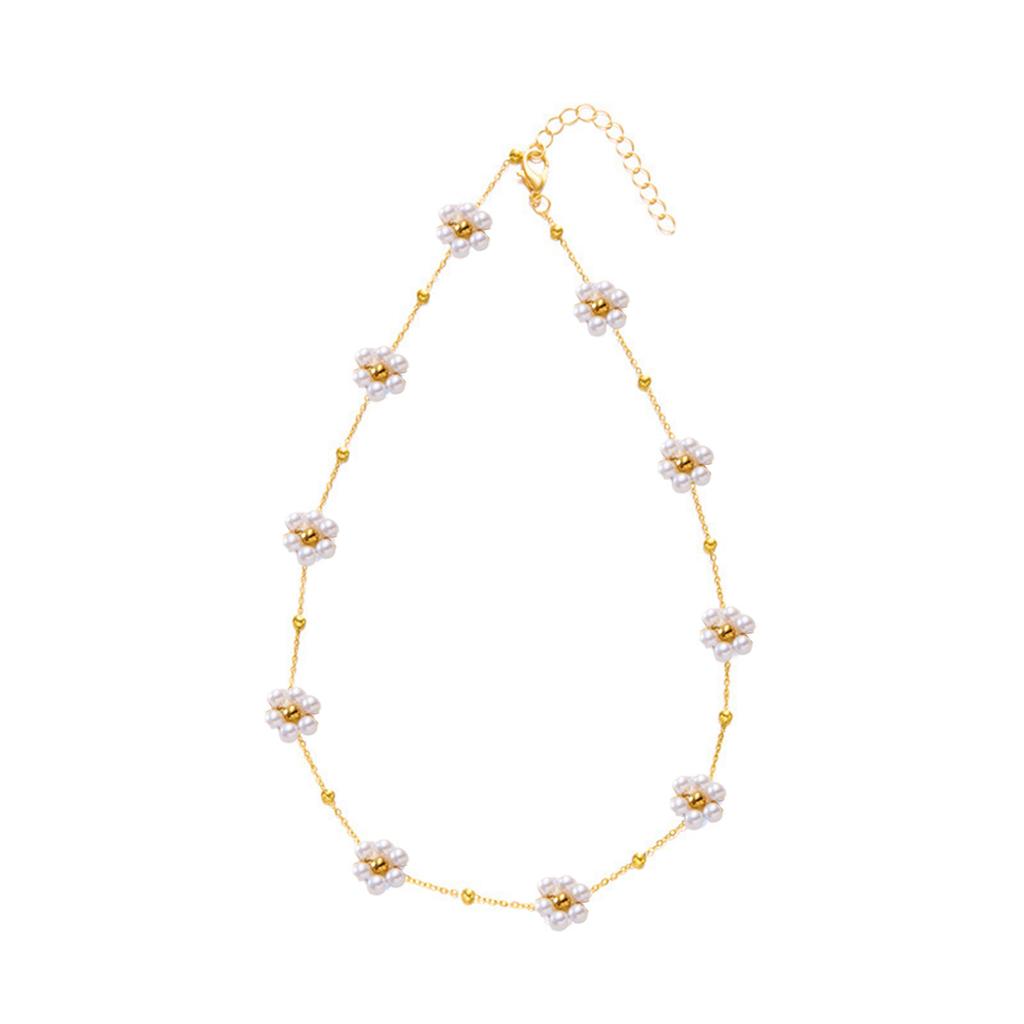 Flower Pendant Jewelry Adjustable Bead Chain Necklace Fashion Pendant Necklace Flower Neck Jewelry for Daily Party