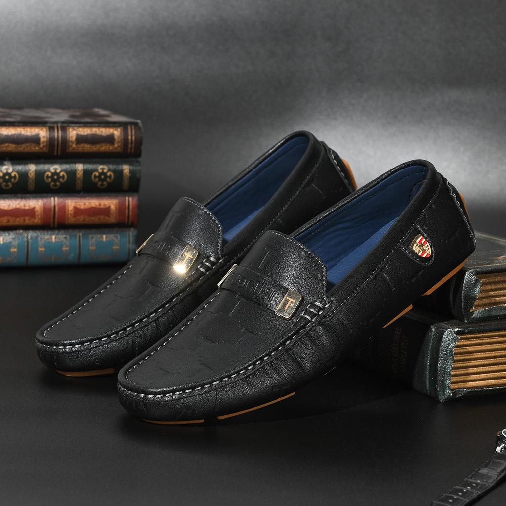 Live broadcast explosion high-end men's shoes genuine leather Doudou shoes men's trend Korean version casual leather shoes men's foot cover soft so