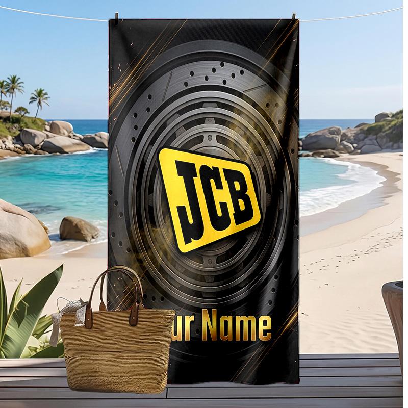 JCB Custom Beach Towel, Print Your Name Text Lightweight Absorbent Towel for Swimming Travel