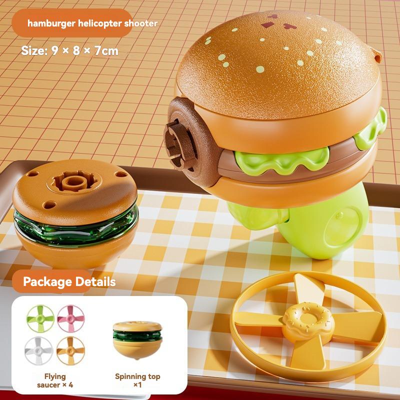 Spinning Top Flying Disc With Led Lights Glowing Burger Fries Hotdog Food Toys For Kids