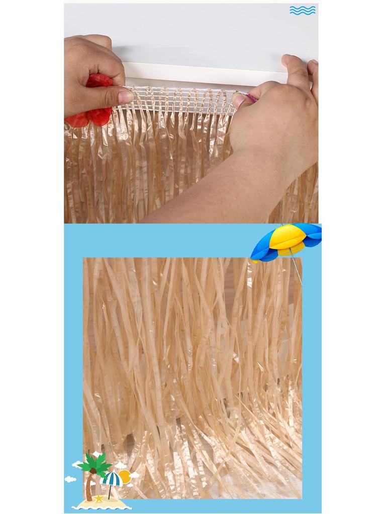 Hawaiian Straw Table Skirt for Party Decoration, 275cm x 75cm