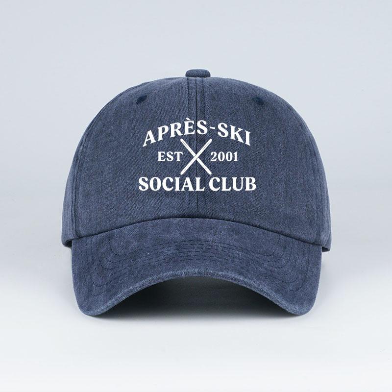 

Après-Ski Social Club Printed Washed Baseball Cap Soft, Stylish, And Versatile Post-Ski Casual Wear For Ski Enthusiasts Holiday