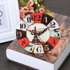 Elegant Retro Round Wooden Wall Clock With Wine Fruit Bread Design For Home Office Bar