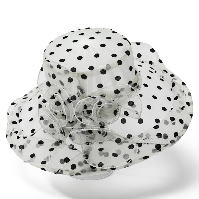 Hat Women's Foldable Organza Sun Hat Summer Women Middle-aged Elderly People Large Eaves Flower Sun Protection Mother Basin Hat