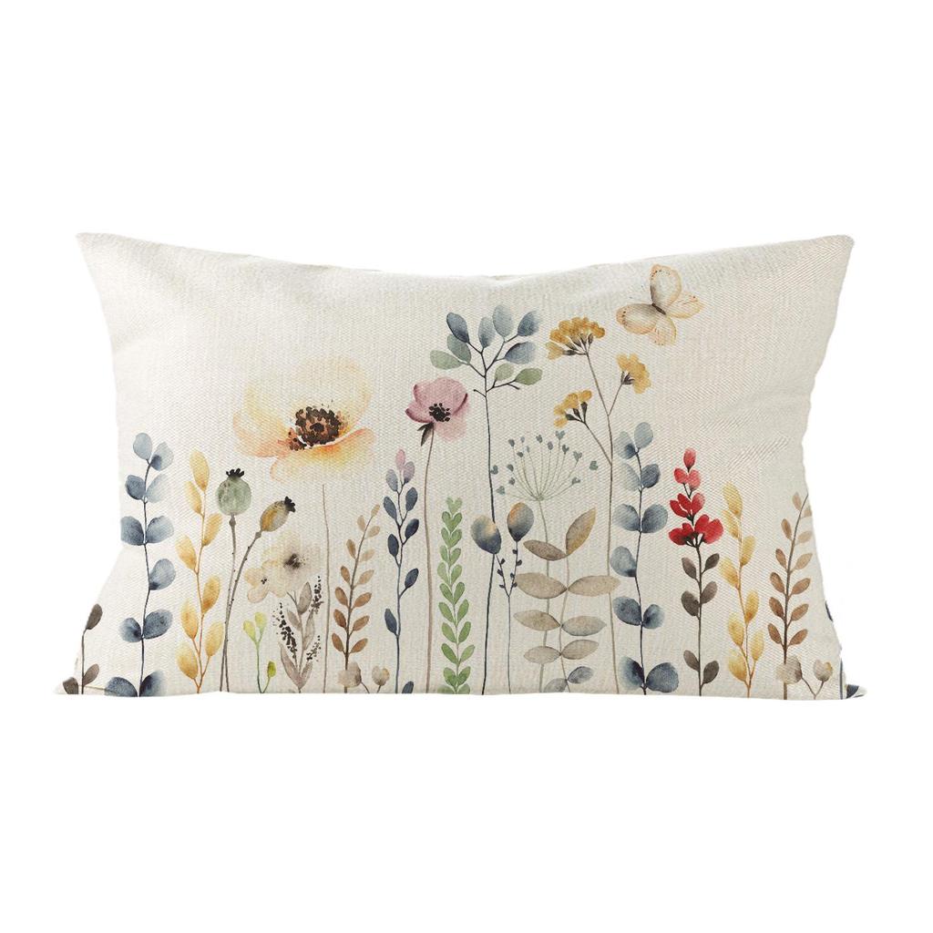 Kissenbezug aus Leinen mit Blumenmuster: Dekorativer Kissenbezug für Sofa oder Schlafzimmer