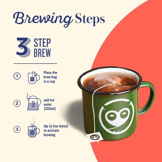 Sleepy Owl Hazelnut Ground Coffee Dip Bags | 10 Bags - Makes 10 Cups | Hot Brew - Have It As Black Coffee or with Milk