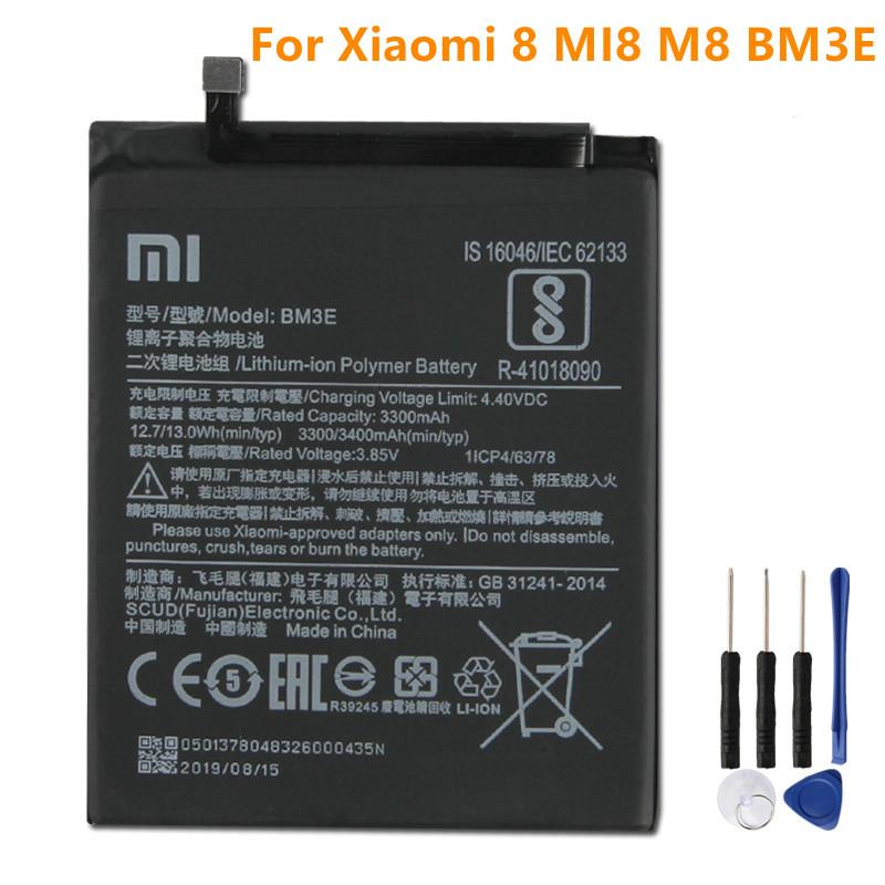 Buy Xiao Mi Original Phone Battery BM3E For Xiaomi 8 MI8 M8 BM3E ...