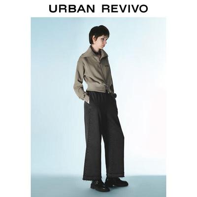 UR Women's 2024 Spring Oversized Double-Zip Stand Collar Jacket