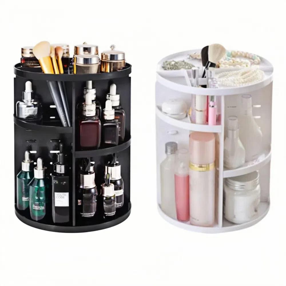 360 Cosmetic Storage Box Foldable MMakeup Display Shelf  Countertop Vanity