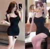 Women's Workwear Store Low-cut Sexy Flower Cross Suspender High Elastic Cotton Tight Hip Dress Summer
