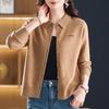 Women's Early Autumn Pure Wool Knitted Loose Lapel Cardigan