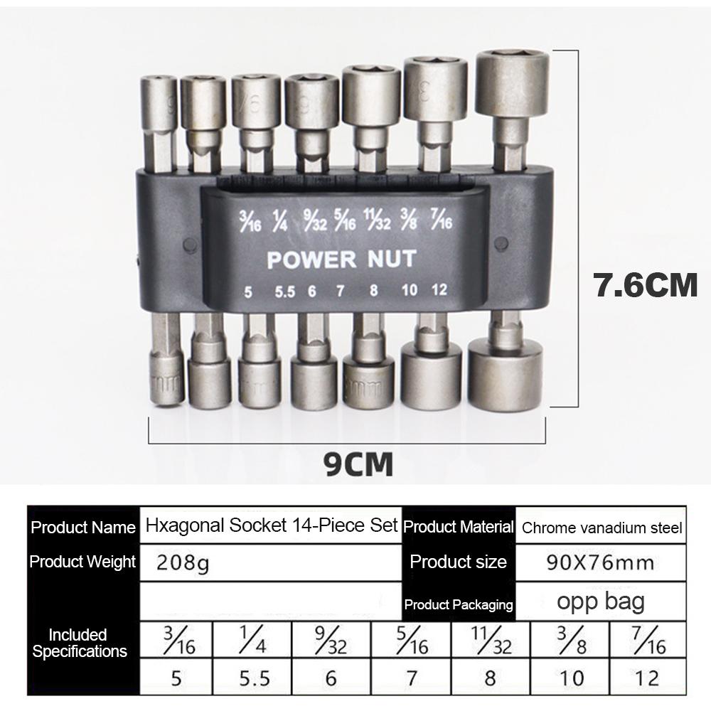 9/14PCS Socket Inner Hexagonal Wrench Hexagonal Handle Screwdriver Socket Extension Rod Pneumatic Screwdrivers Insert Tools Sets