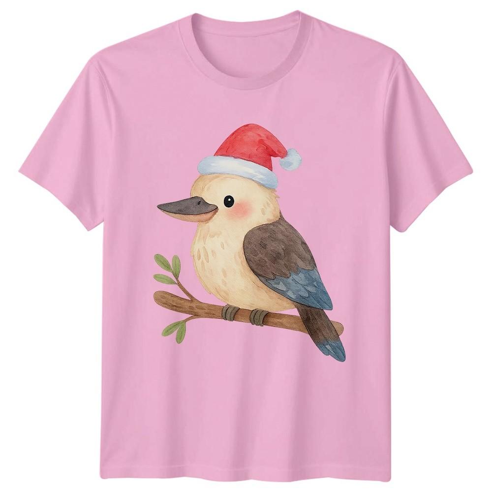 Cute Bird Santa Hat Holiday Christmas Unisex Unisexs Graphic Tee