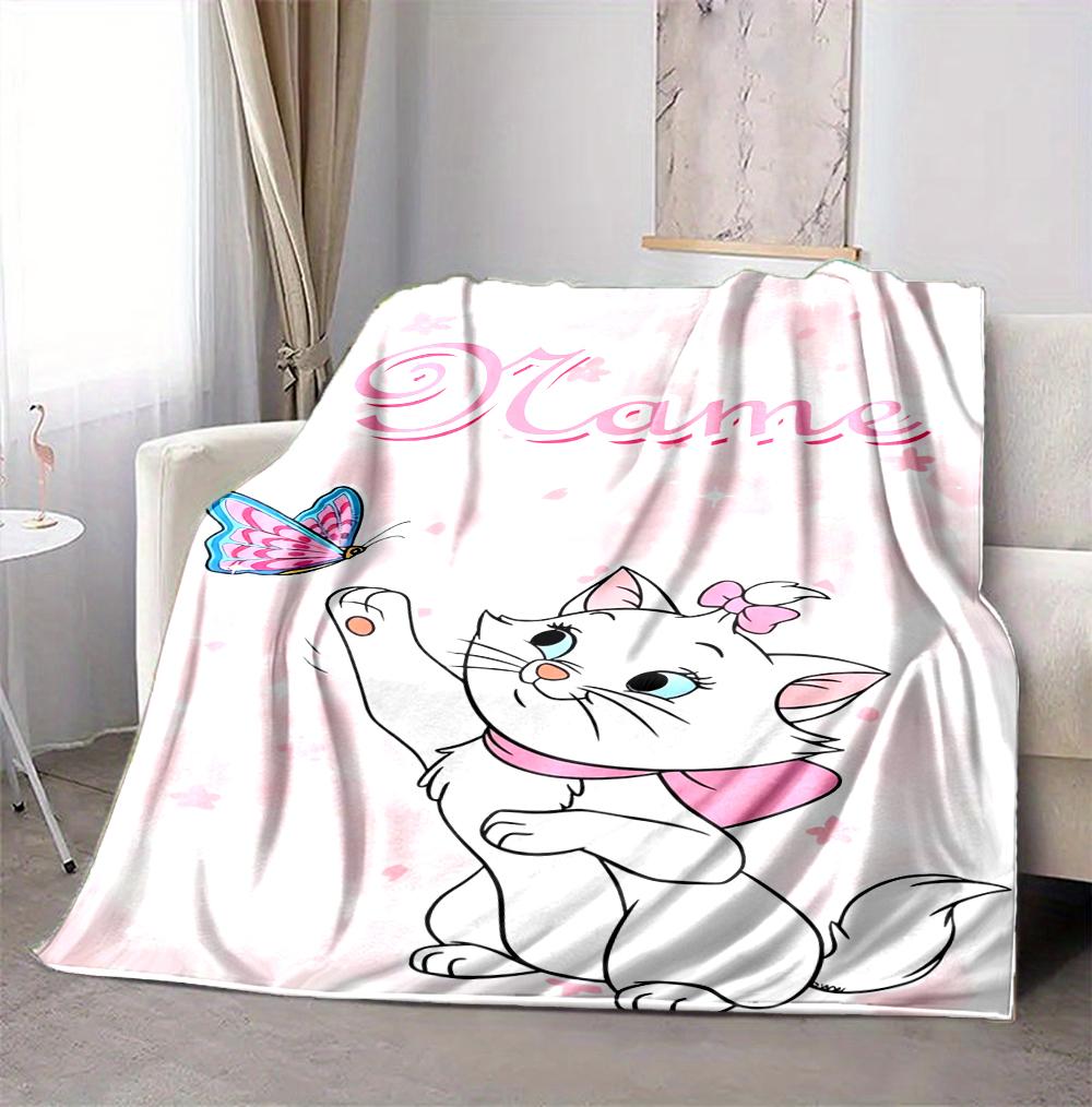 Custom Name Cat Love Flannel Blanket Throw Blanket Soft Warm Sofa Bed Decor Unique Gift