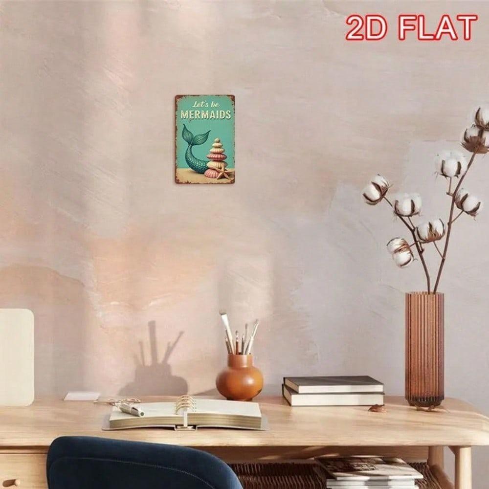 Mermaid Vintage Metal Wall Sign 12x8 Rustic Tin Decor Retro Bar Cafe Kitchen Pub Farmhouse