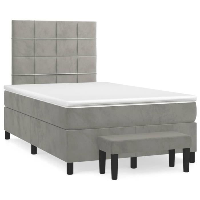VidaXL Divan Bed and Mattress Light Grey 120x200cm Velvet - Model 3137833