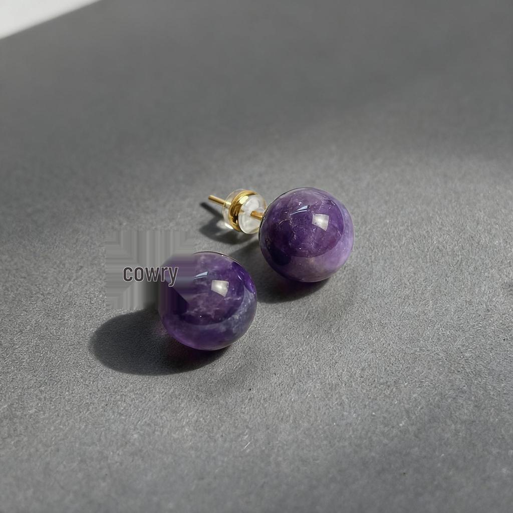 2025 Luxury Lightweight Purple Amethyst Imitation Jade Stud Earrings for Women