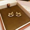 Zircon red natal year pony earrings light luxury stud earrings exquisite cute earrings