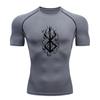 Men's Quick Dry Compression Athletic T-Shirt, Viking Rune Flame Print Breathable Stretch Tee for Gym Workout Running Tra