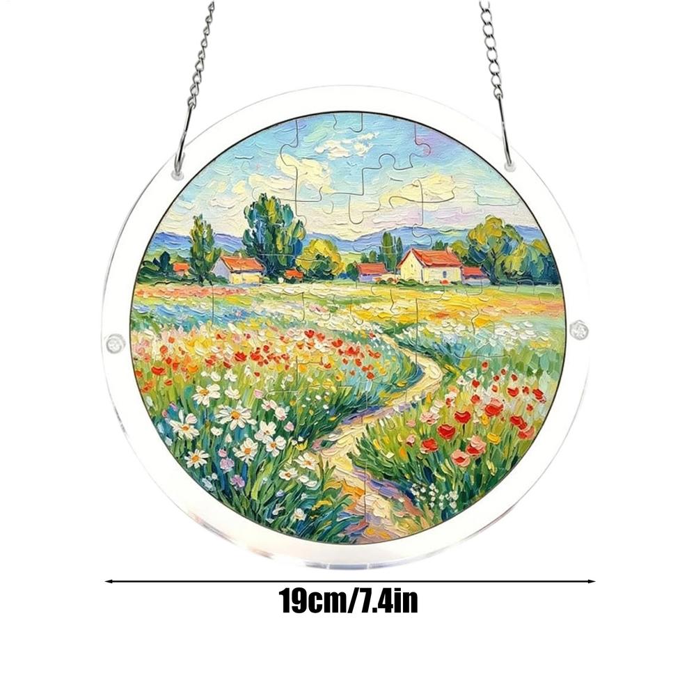 Sun Catcher Decor 2D Acrylic Colorful Pendant Puzzle Suncatcher For Window For Indoor Outdoor Windowsills Yard Tree Balcony