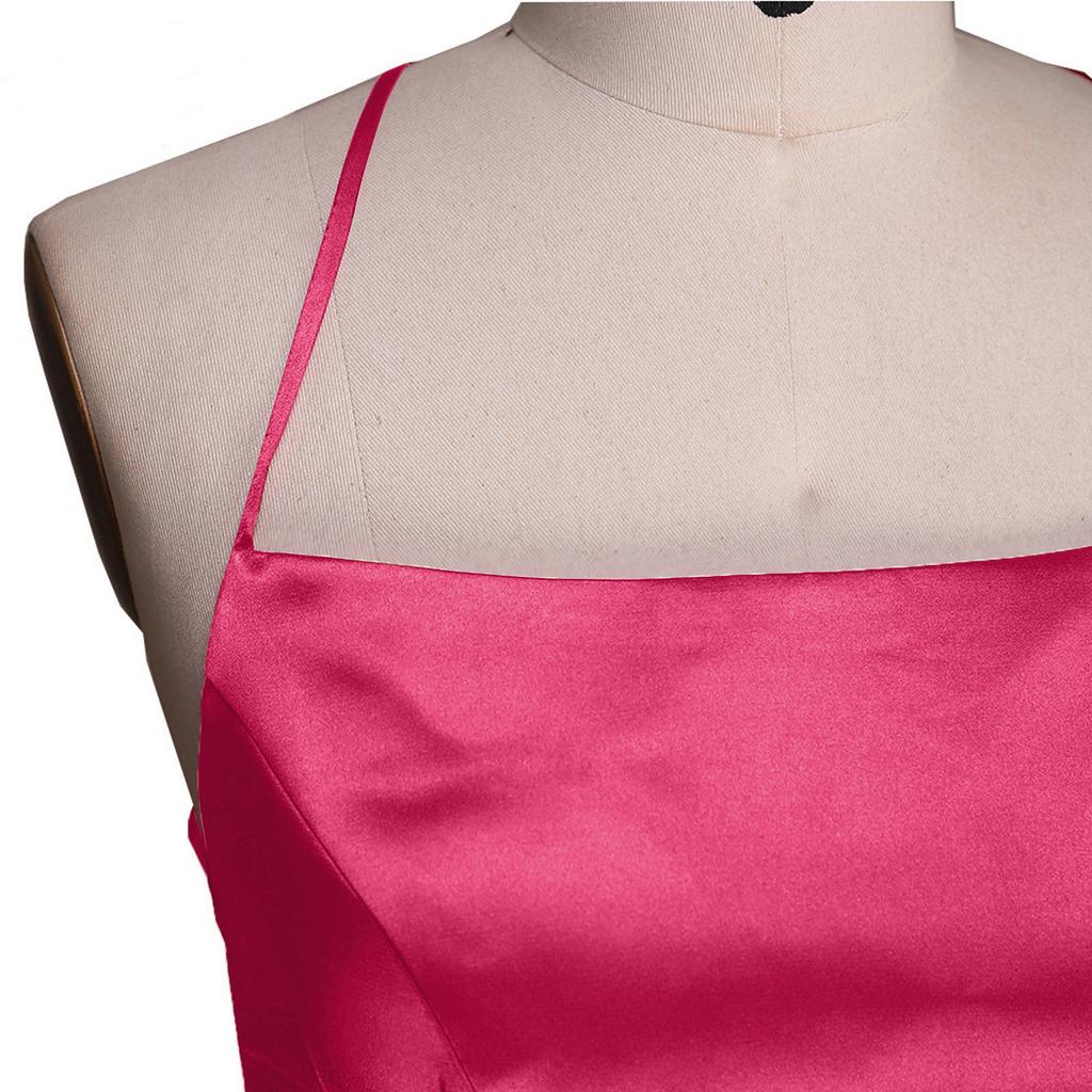 Dámské dlouhé šaty Dlouhé šaty bez zad Dlouhé šaty Saténový ramínko Společenské šaty Boční rozpark Svatební Kapsy Šaty