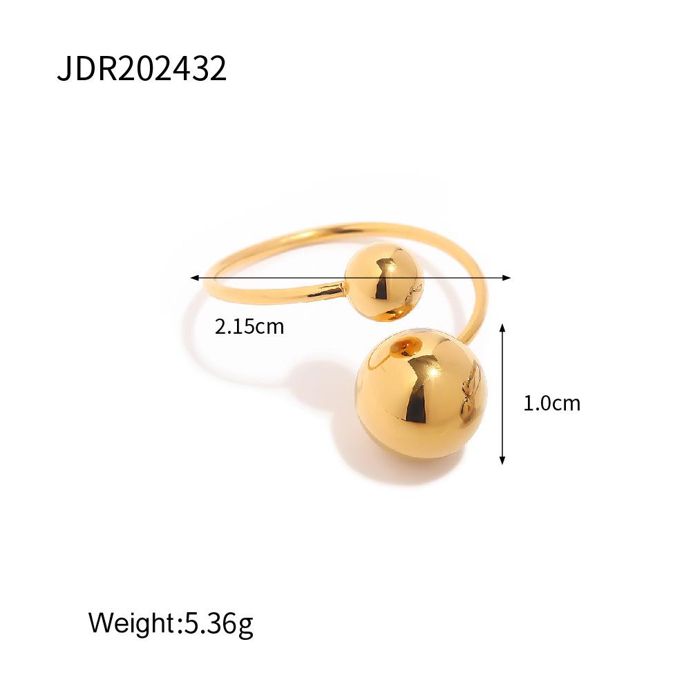 Golden Steel Spherical Personality Ring For Women Large Small Ball Design High End Minimalist Niche Accessory