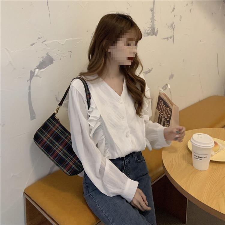 

Шикарная французская блузка с длинным рукавом - Женская коллекция Осень 2022 XS