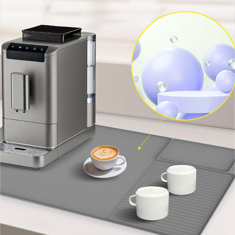 Silicone Coffee Mat Nonslip Quick Drying Mat Coffee Machine Silicone Mat Tray Drain Pad Coffee Powder Pad Coffee Bar Accessories