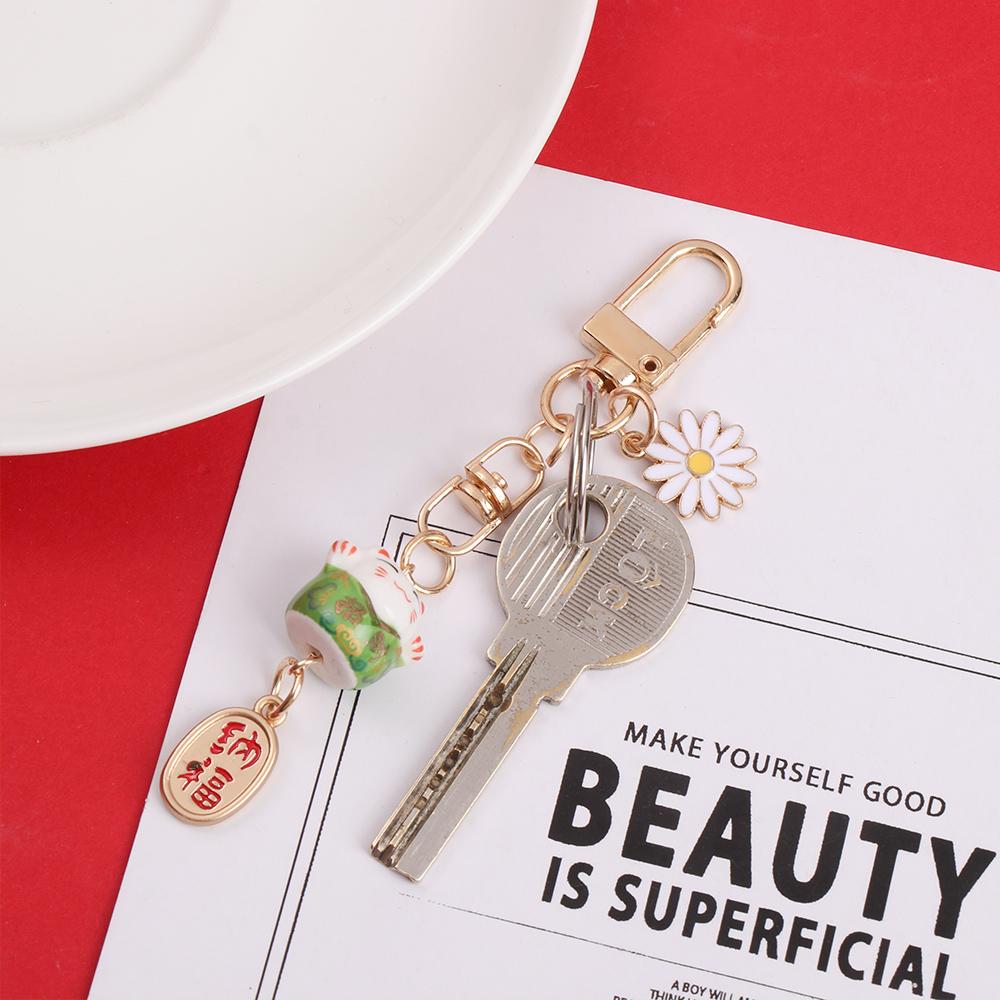 Couple Gift Mobile Accessories Cute Fortune Cat Japanese Cartoon Lucky Cat Keychain