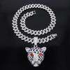 European American Exaggerated Domineering Rhinestone Leopard Head Pendant, HIPHOP Punk Trendsetter Cool Hip Hop Cuban Chain Jewelry
