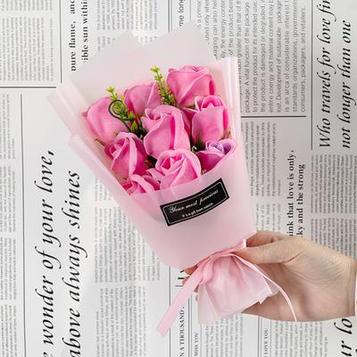 9 Head Artificial Rose Bouquet Handcrafted Soap Flower Decoration Valentine's Day Anniversary Birthday Women Mother Wife Girlfriend Gifts