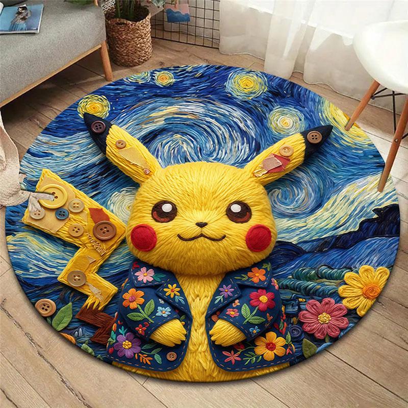 Cítili jste se roztomile Pokemon Kulatý koberec, Kobercový koberec do obývacího pokoje, ložnice, k pohovce, herny, Dekorace, Protiskluzová podložka