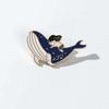 Alloy Couples Lapel Pin Whale and Girl Shaped Punk Romantic Goth Halloween Enamel Badges Brooches Pins for Backpacks