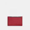 Coach Zip Card Case Silver True Red
