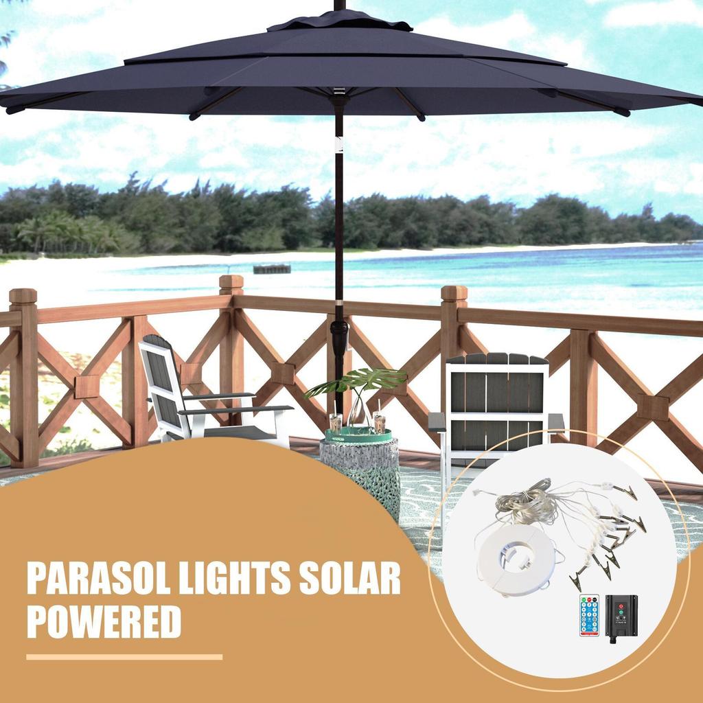 Umbrella Lights Outdoor Patio Solar Umbrella Lights Patio Decor Waterproof Outside Decor With 8 Modes For Porch Parasol Deck