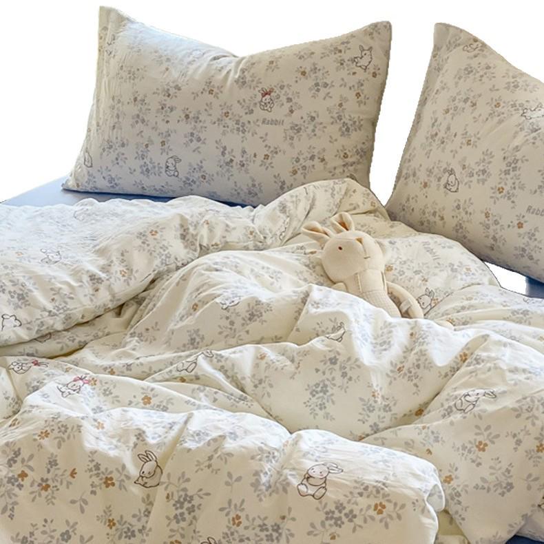 2025 New Style Summer Bedding Set: Double Layer Gauze Bed Sheet & Duvet Cover, Dormitory Four-Piece Set