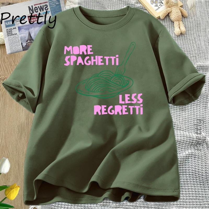 Spaghetti T Shirt Pasta Lover Tee Italian Food TShirt Unisex Women Funny Cotton Short Sleeve Graphic T Shirts Womens Clothing