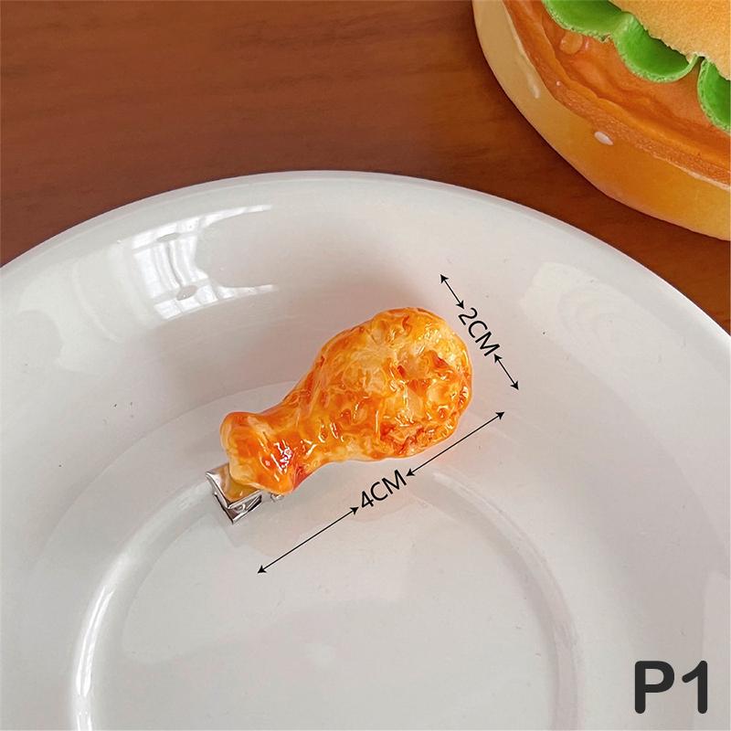Funny Roasted Chicken Legs Hairpin Crispy Wings French Fries Hair Clips Simulation Food Fried Chicken Hairpins Hair Accessories